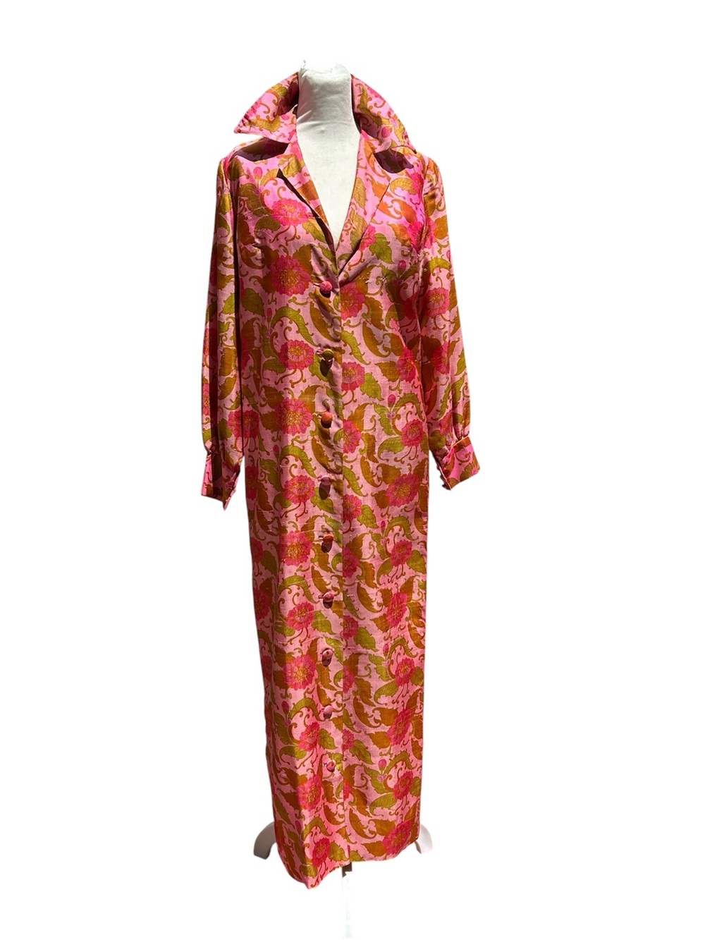 Vintage Handmade Custom Maxi Dress #2 Pink Shantung Silk